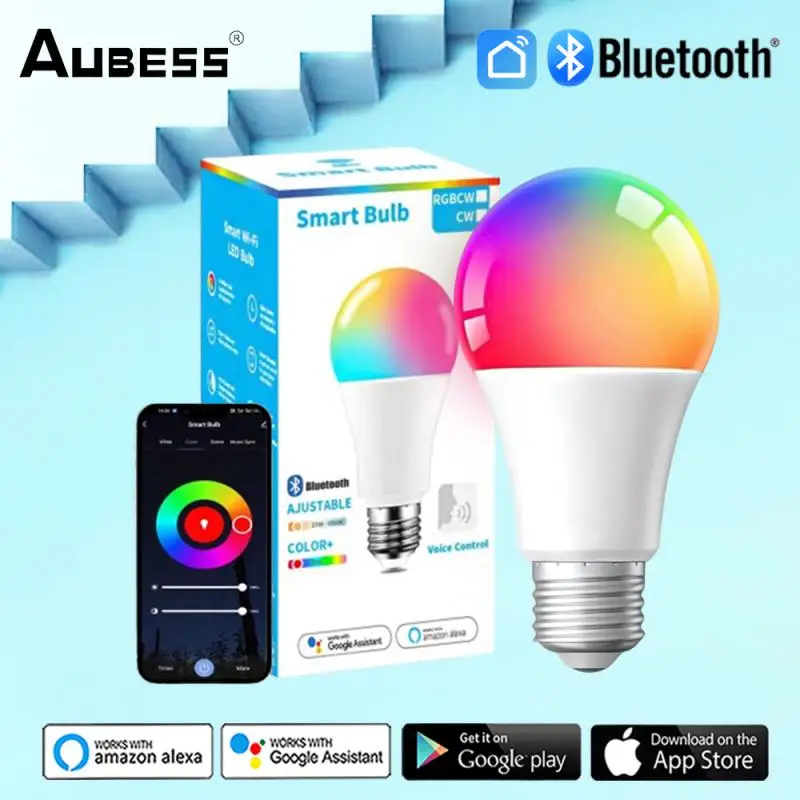 

Smart Bluetooth-compatible LED Light Bulb Dimmable E27 15W LED Light Bulb App Control Works With Alexa Google Home Room Decor