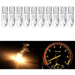 10Pcs T5 12V 1.2W Glass Light Bulb Dashboard Instrument Panel Brake Light Bulbs Headlights Lamp Lights Car Lights