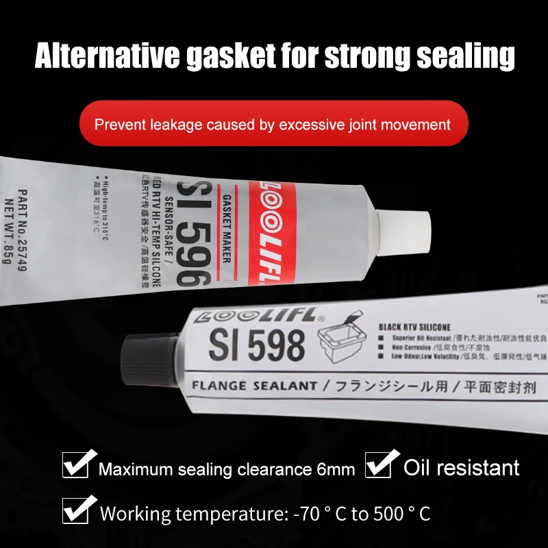 2024 New-596 Silicone Gasket Manufacturer Black High Temperature Sealant Oil Resistant Engine Car Sealant, High Adhesion Car Sea