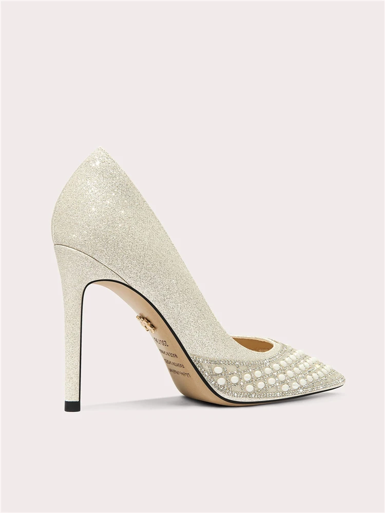 خنجر ربيع جديد وأشار الضحلة الترتر حجر الراين أحذية الزفاف مأدبة كبيرة الحجم صغيرة الحجم أحذية نسائية بكعب منخفض #4