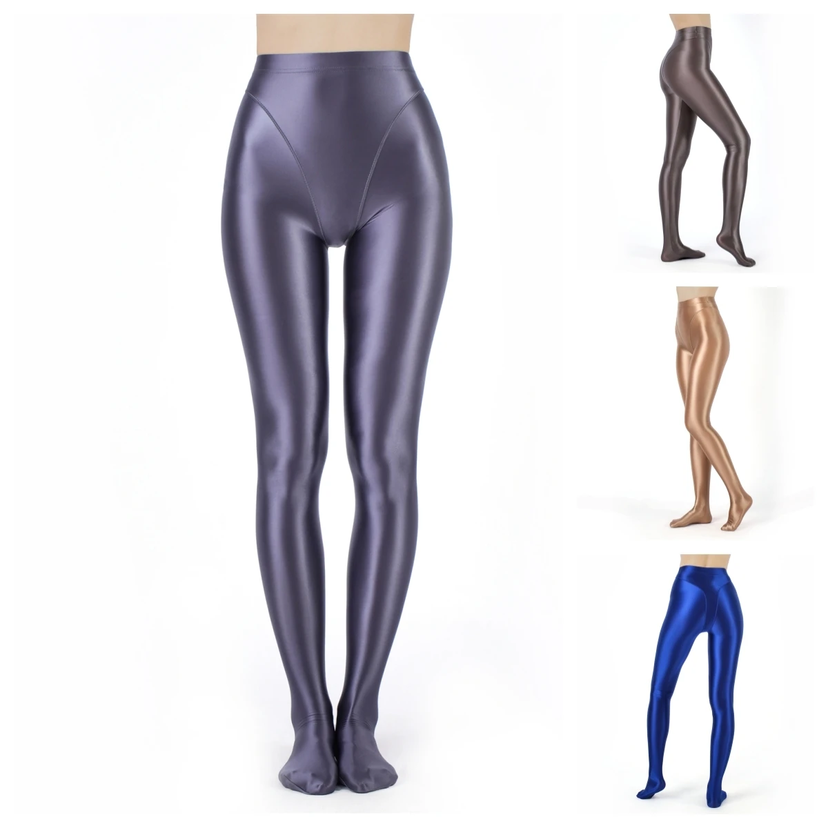 Glossy Seam Satin Pantyhose Leggings Sexy Silk Japanese High Waist Plus Size Fitness Sports Tights