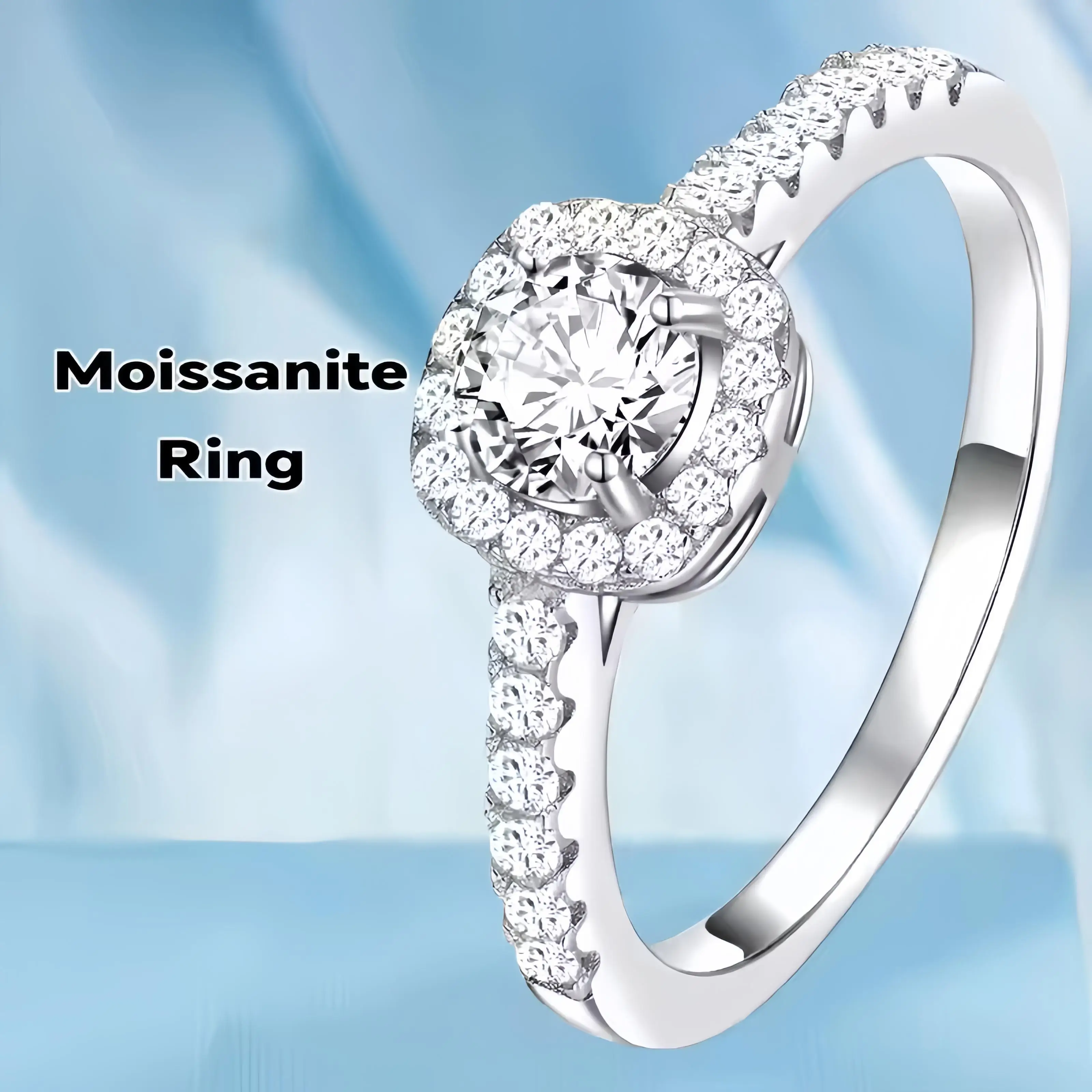 

Anniversary Gift Jewelry Exquisite Fashion Moissanite Round Engaged Bridal Wedding Ring