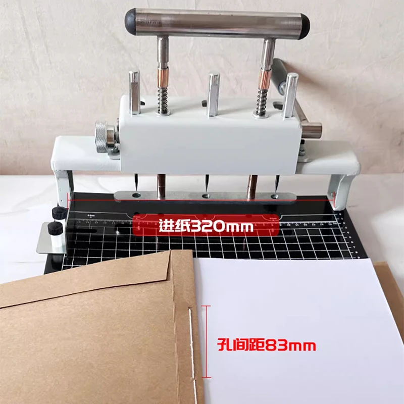 DC-1013 Three-hole three-needle binding machine Manual voucher financial accounting contract binding heavy-duty punching machine