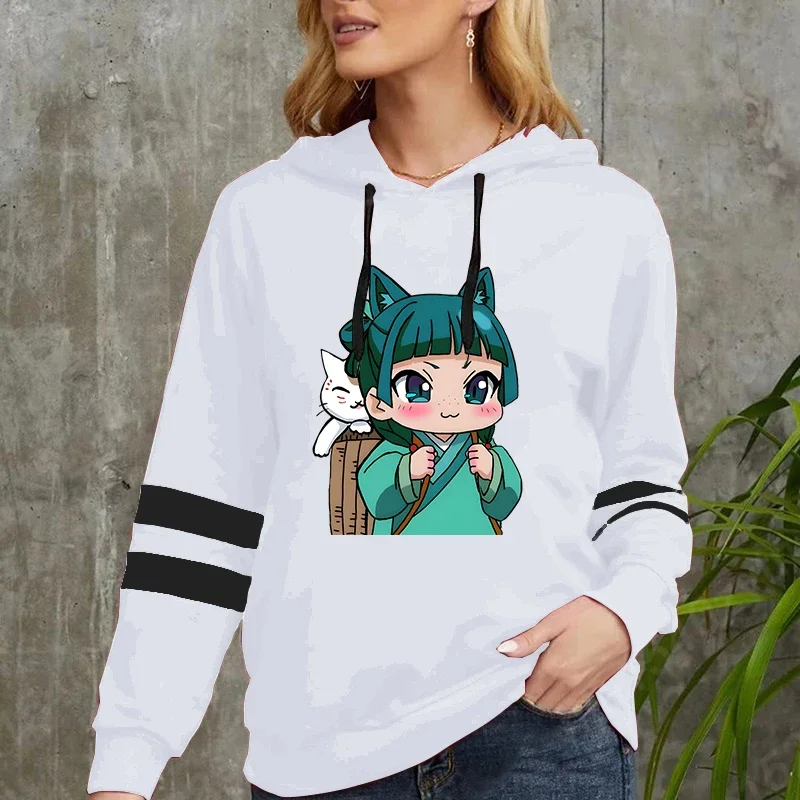 جديد يوميات الصيدلية MAOMAO لطيف طباعة مقنعين موضة النساء الرجال شريط البلوز كم طويل بلايز عادية Harajuku هوديس #2