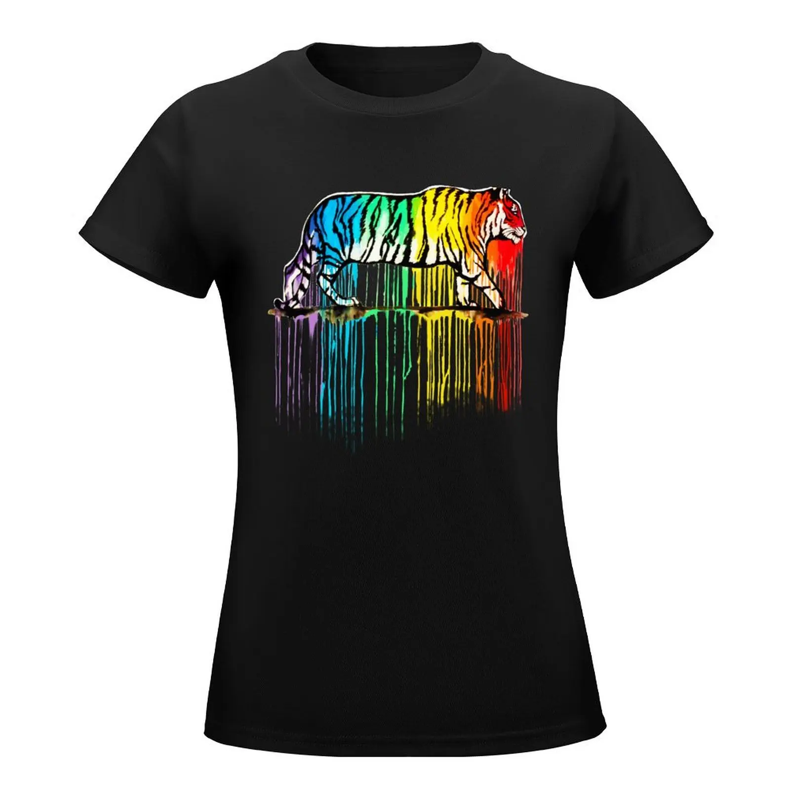 Rainbow Tiger T-Shirt anime clothes korean fashion vintage clothes Female clothing workout shirts for Women loose fit