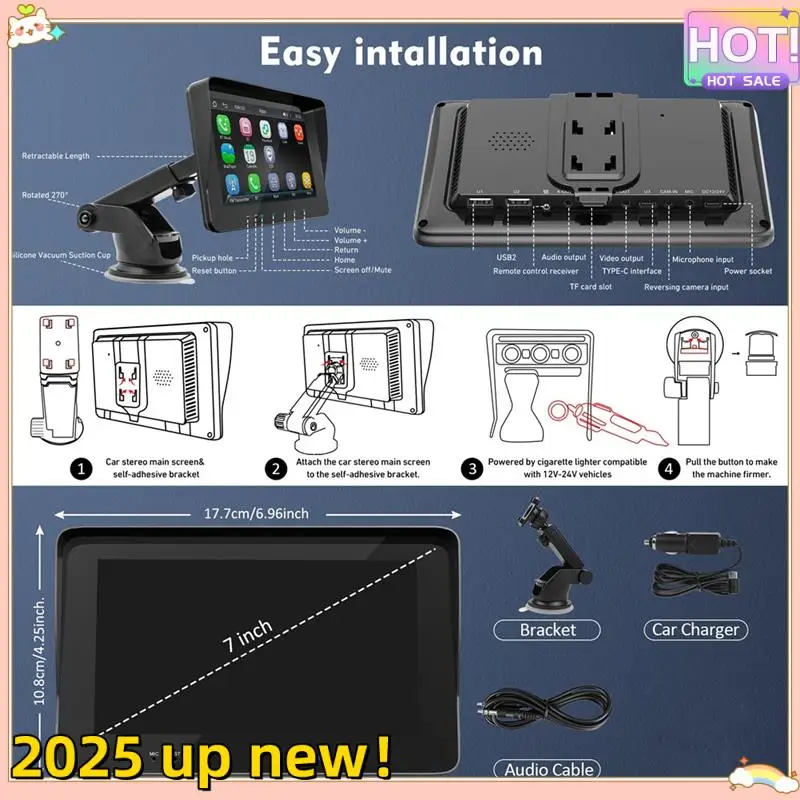 

Superior Quality-Wireless Carplay Android Auto, Portable Touch Screen Automatic Multimedia Player, Car Stereo With Mirror Link/B