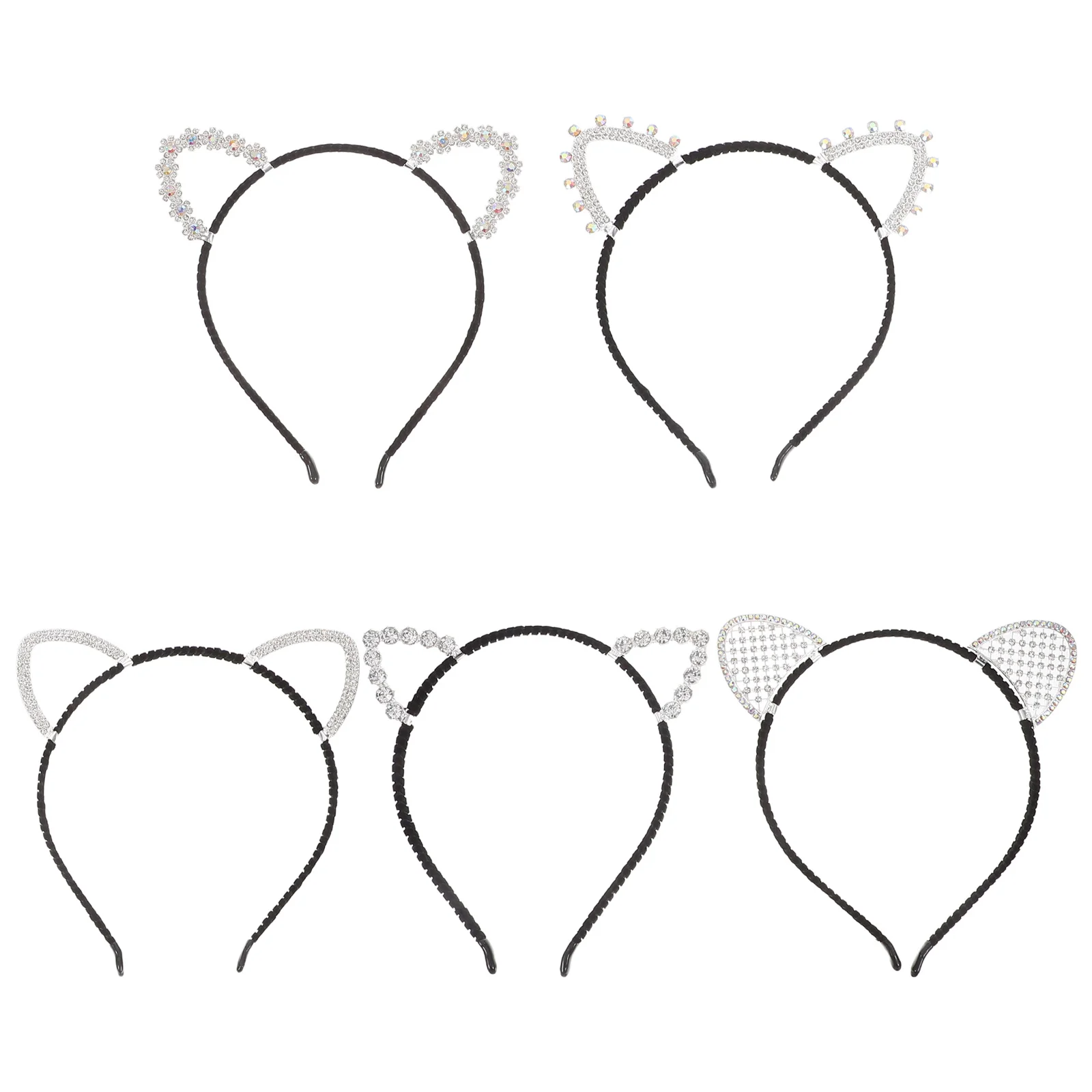 

5Pcs Cat Ears Hair Hoop Sparkly Design Elegant Headband for Birthday Halloween Christmas Celebration Use Cat Ears Hairband