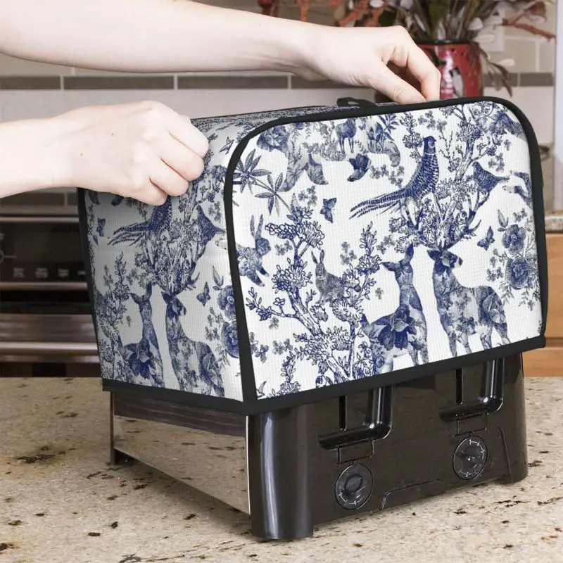 Toile De Jouy Toaster Cover Bread Toaster Protector Machine Washable Fits Most Standard 2 4 Slices Toasters Dust Proof Cover