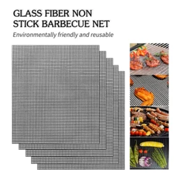 Barbecue Mats Barbecue Grill Mesh High Temperature Resistant Cuttable Barbecue Liner Barbecue Grill Mesh Meat Slices Food Grade