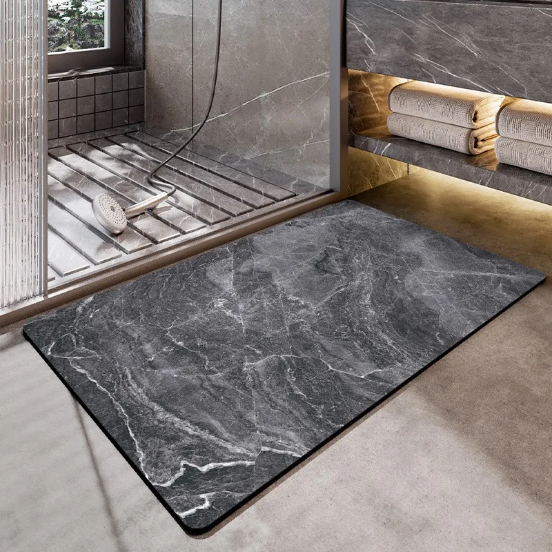 

Bathroom Floor Mats Absorbent Quick-drying Non-slip Toilet Door Carpet PVC Diatom Mud Foot Mats Imitation Marble Texture Rugs