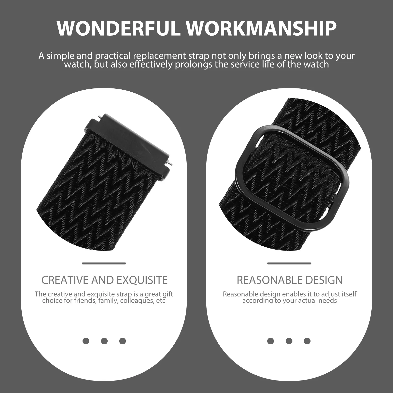 2Pcs Woven Watchband Stylish Breathable Replacement Strap Adjustable for Watch Accessories Watch Strap