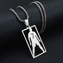 HNSP Cristiano Ronaldo Stainless Steel Pendant Necklace For Men Chain Accessories Jewelry Football Soccer Star Gift