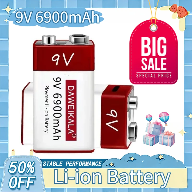 

Новая литий-ионная аккумуляторная батарея 9В 6900мАч с зарядкой через USB Type-C для мультиметра, микрофона, металлоискателя + кабель