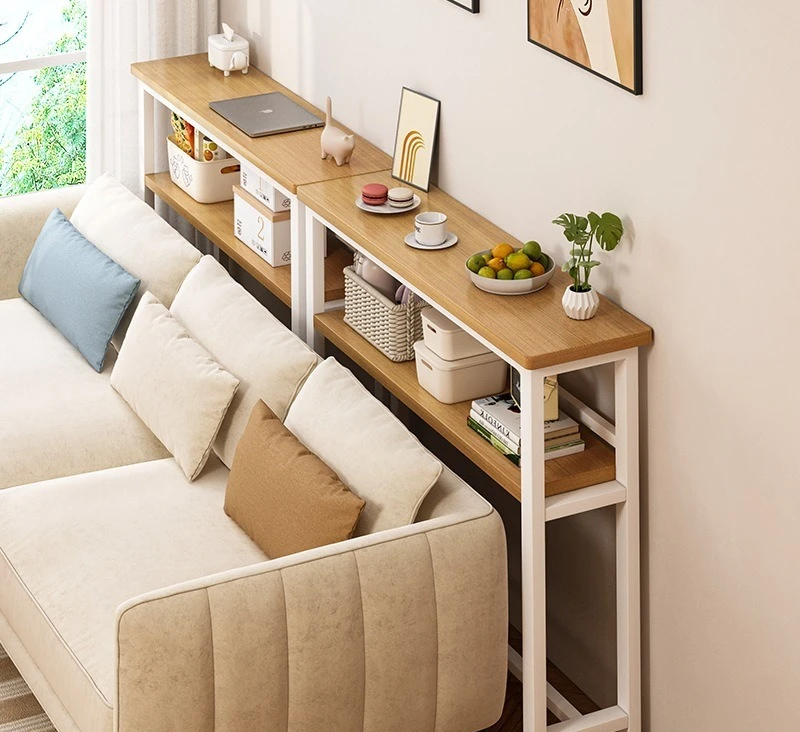#Shelf behind the sofa in the living room,  narrow crevice cabinet