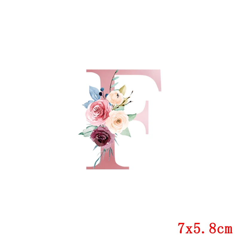 Flower Letters Heat Transfer Letters Iron On Transfers For T -Shirt Thermo Stickers Clothing Iron On Patch Applique