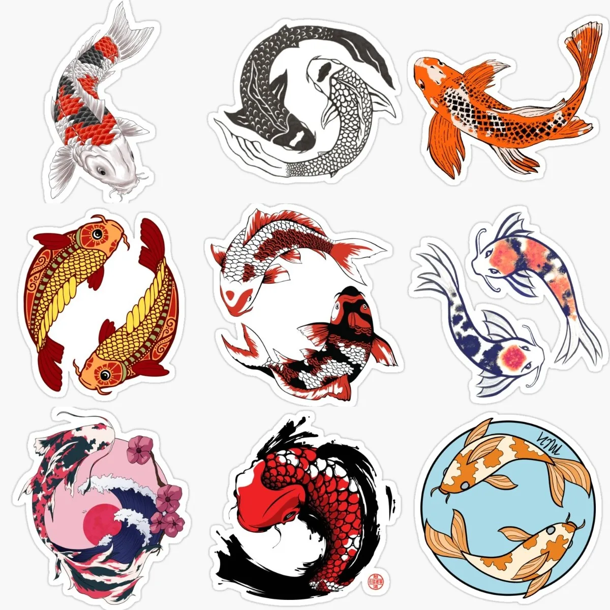 

Red Black White Koi Carp Fish Yin Yang Creative Sticker for Decorate Car Motorcycle Camper Truck Bicycle Wall Decal Accessories