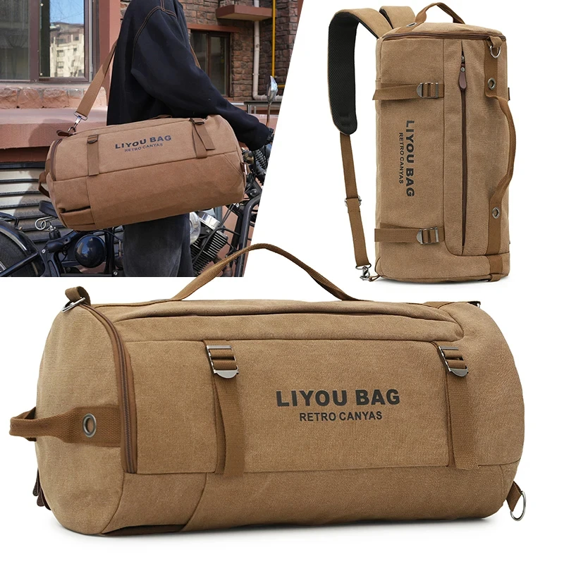 Multifunctional Gym Handbag Fitness Training Pack Large Capacity Canvas Backpack Daily Going Out Business Travel Shoulder Bag