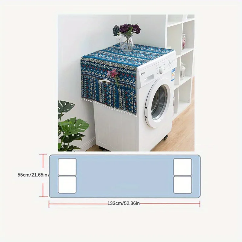 Multi-purpose Washing Machine Cover Cloth Single Door Refrigerator Dust Cover Refrigerator Cotton Linen Cover Towel Set Towel