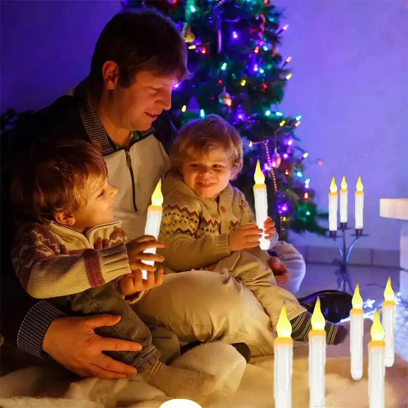 Velas Flotantes LED de Halloween, varita mágica colgante a distancia, funciona con batería de Harry Potter, velas flotantes, decoración de luz cálida