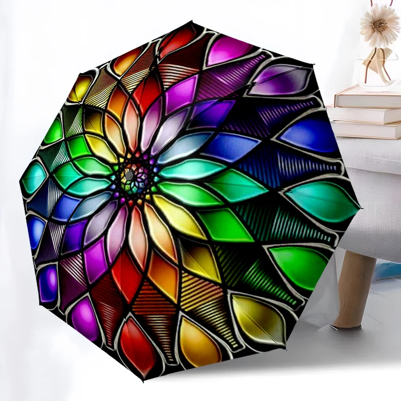 

Красочный зонт-мандала, легкий и портативный, железная рама из 8 лент, идеально подходит для путешествий на свежем воздухе, аксессуары для дома, рождественские подарки