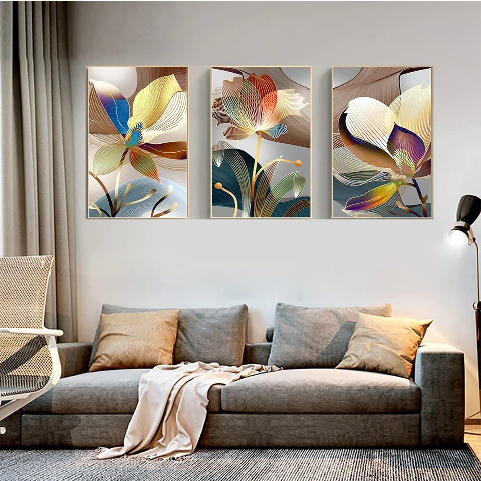 triptych Diamond Art Mosaic Abstract Lily Diamond Painting 3 Pcs Pictures Of Rhinestones DIY Embroidery Cross Stitch Wall Decor