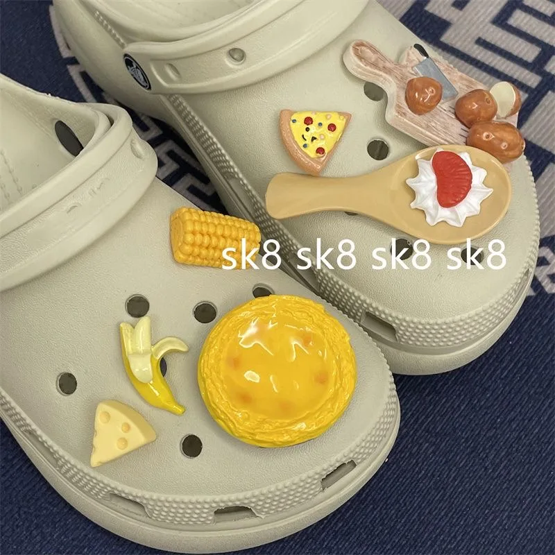 Симпатичные Мультяшные подвески для обуви в виде еды для Crocs, дизайнерские Симпатичные застежки для хлеба «сделай сам», универсальные модные винтажные аксессуары