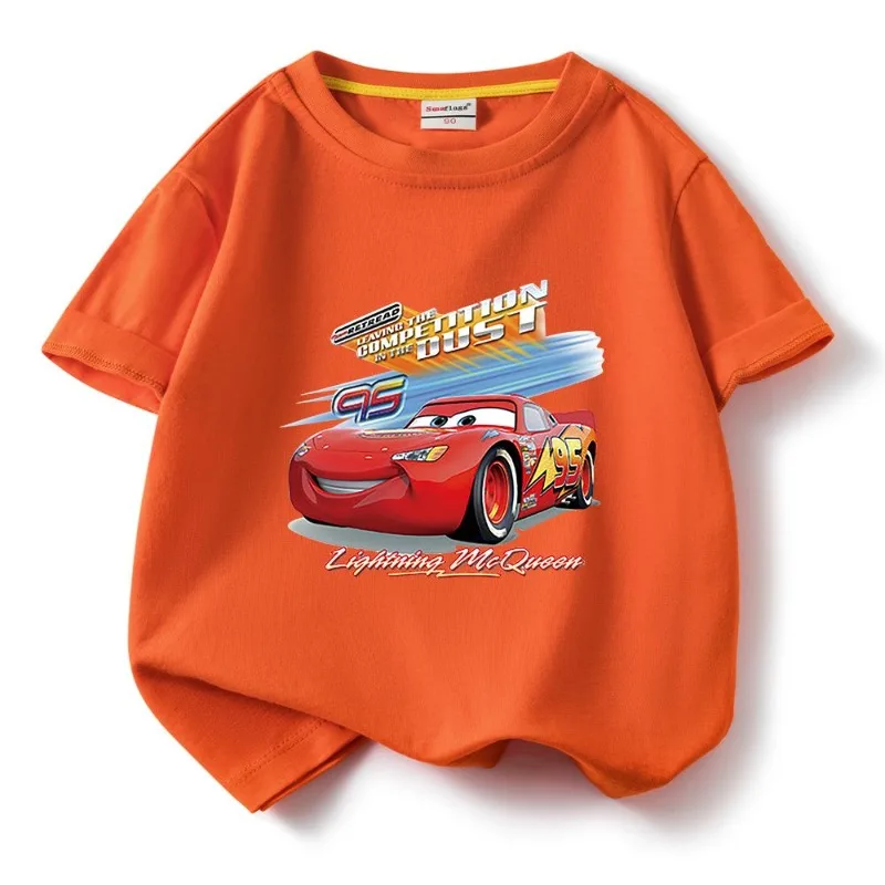 Disney Lightning McQueen Cartoon Creative Cartoon Children's Short Sleeve T-Shirt Creative Boy Cotton Half Sleeve Gift Wholesale