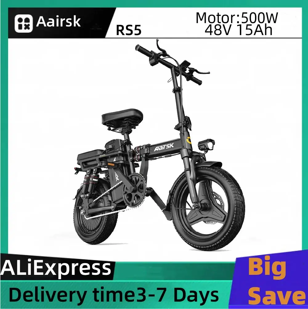 

Aairsk RS5 Adult E-bike 500W Motor Ebike 48V 15Ah Battery Electric Bike 14 Inch Tire Women's Electric bicycle