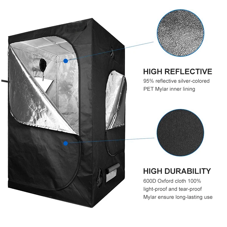 2020 Indoor Hydroponics Reflective Fabric 600D Robust And Durable For Grow Light Horticulture Greenhouse Plant Grow Tent