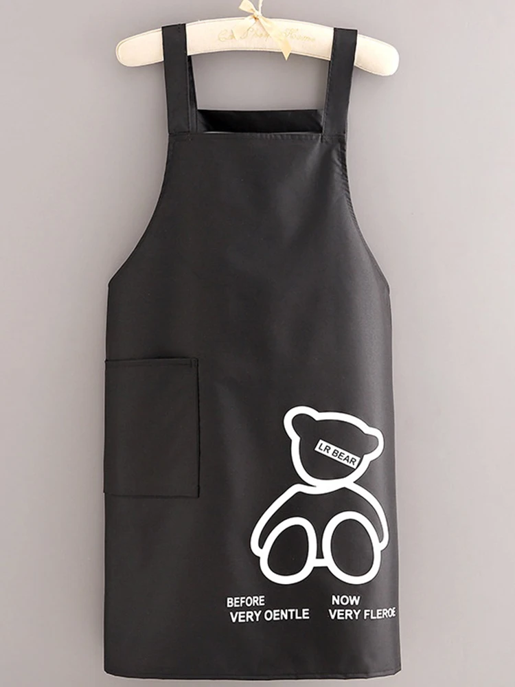 Cute bear print waterproof and oil-proof apron