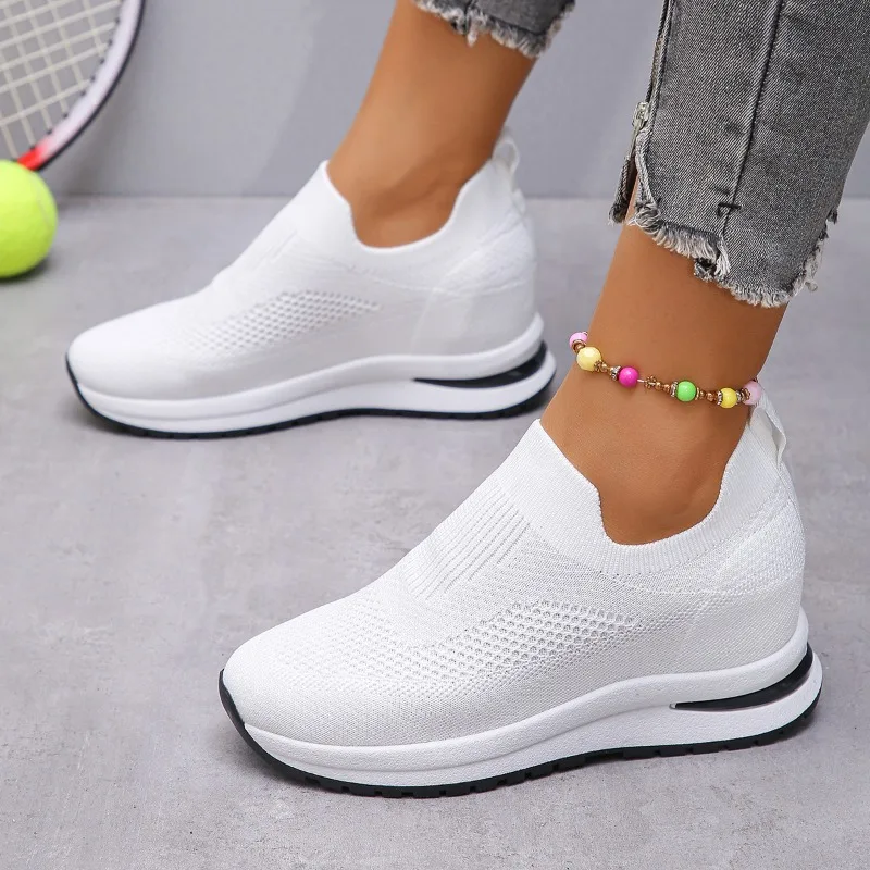 New Women Platform Sneakers Spring Fashion Women Vulcanize Shoes Lace-up Mesh Breathable Women Casual Shoes Tenis Feminino