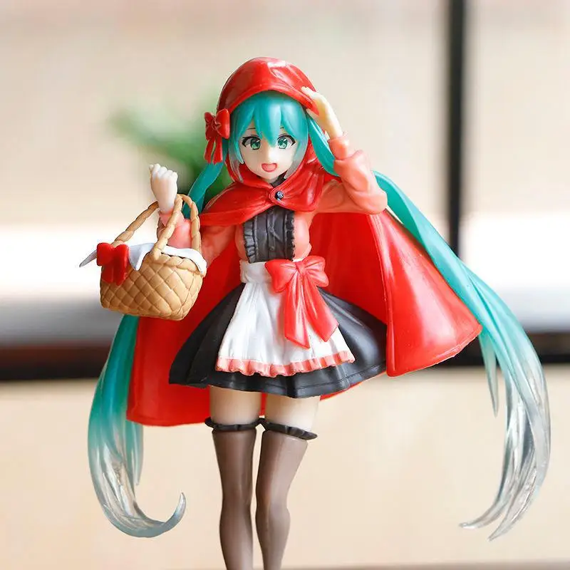 18ซม.Hatsune Miku อะนิเมะ Action Figure มังงะรูปปั้น PVC การ์ตูน Kawaii Little Red Miku ของเล่นสะสมกล่องตกแต่ง