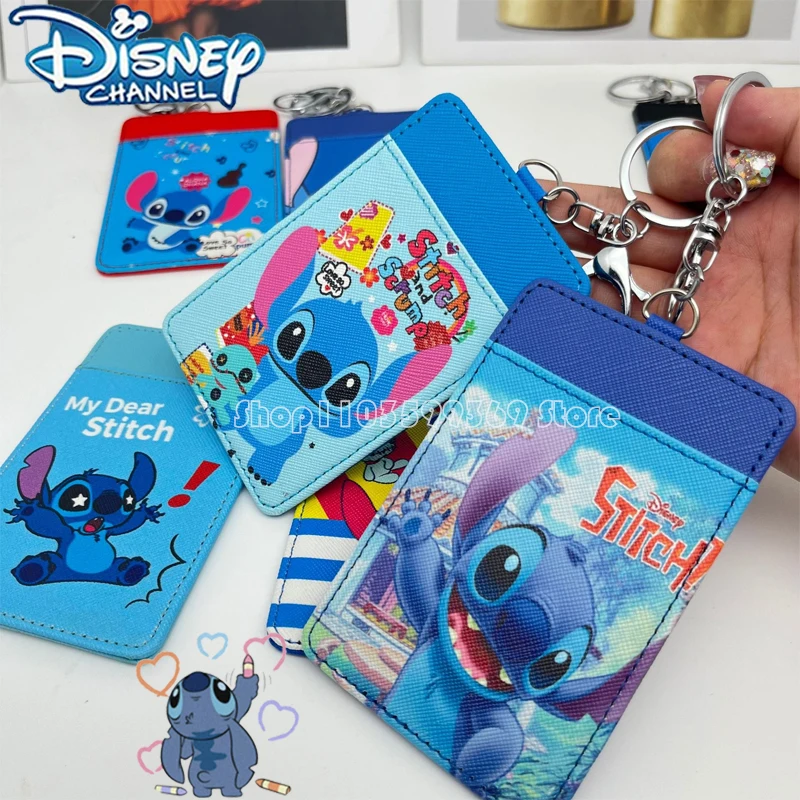 

New Stitch Card Holder Pendant Disney Cartoon ID Holders Bag Keychain Card Sleeve Couple Pendant Friend Gift Random 1pcs