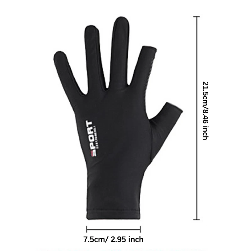 Fishing Gloves Missing Finger Ice Silk Non-Slip Gloves Breathable Sunscreen Riding Quick-Drying Gloves