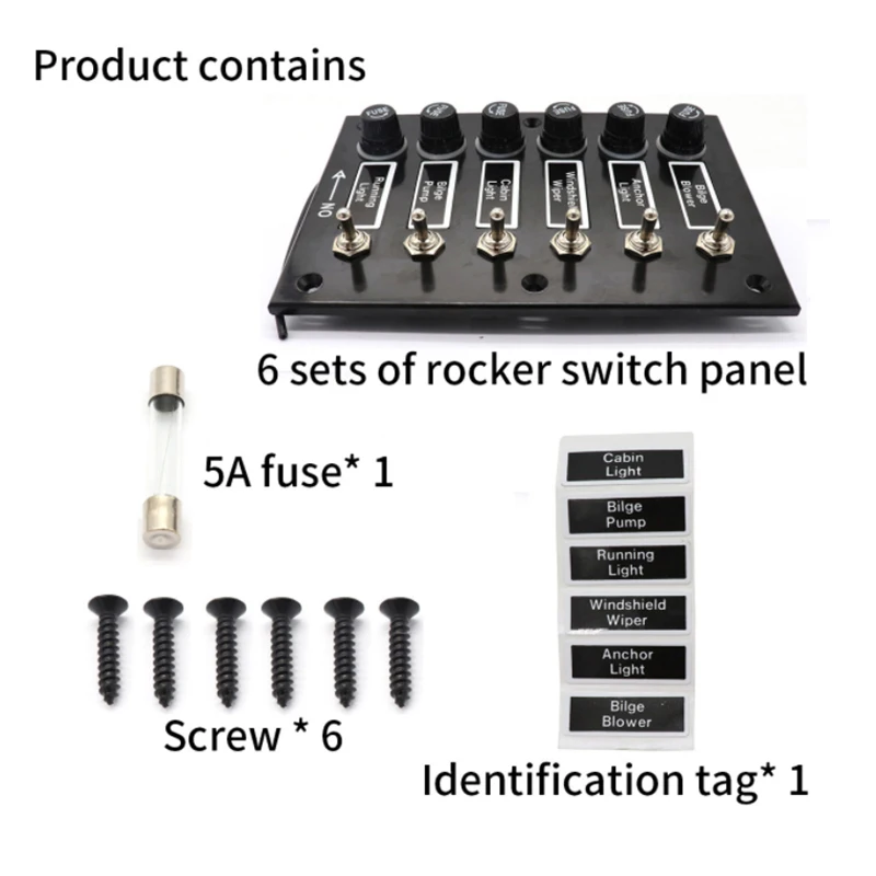 12V 24V 5A Car Switch Panel Toggle Switch Panel 6 Gang Marine Boat Accessories For Yatch RV Camper Motor Home SUV Bus Trailer