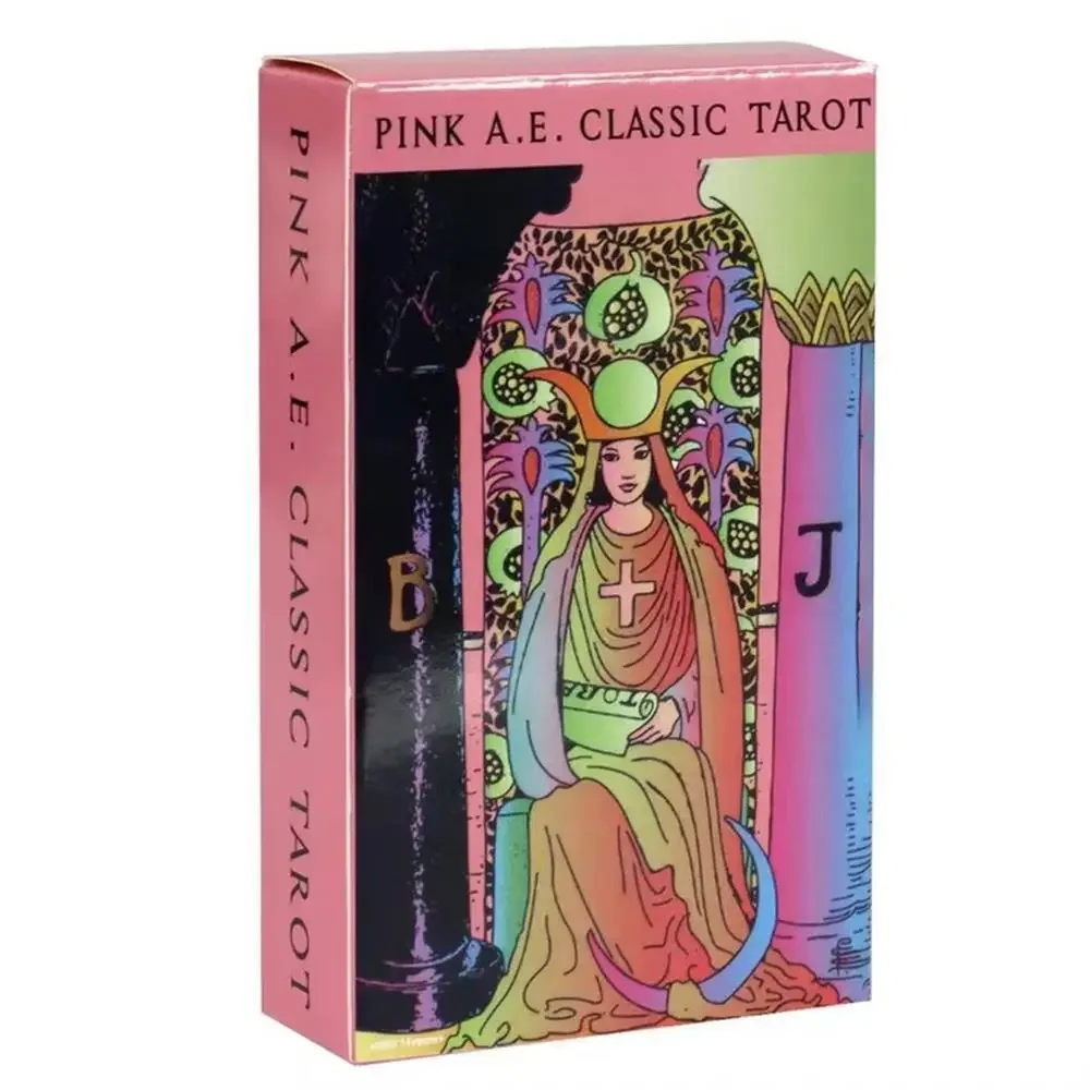 Pink A.E Classic Tarot Decks 78 Cards Divination Personal Use Tarot Deck Full English Version Oracles Deck for Girl Board Game