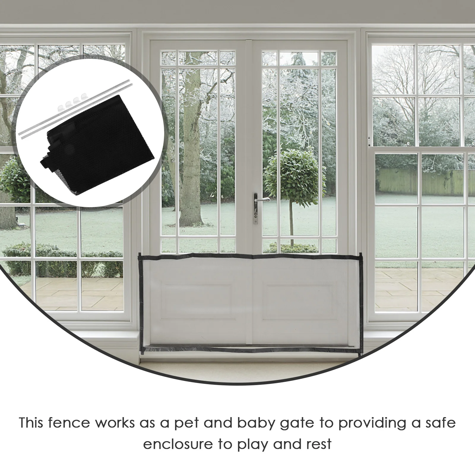 

1 Set Pet Mesh Gate Baby Safety Fence Dog Isolation Net Nylon Stainless Steel Foldable Indoor Outdoor Playpen Enclosure For Pets