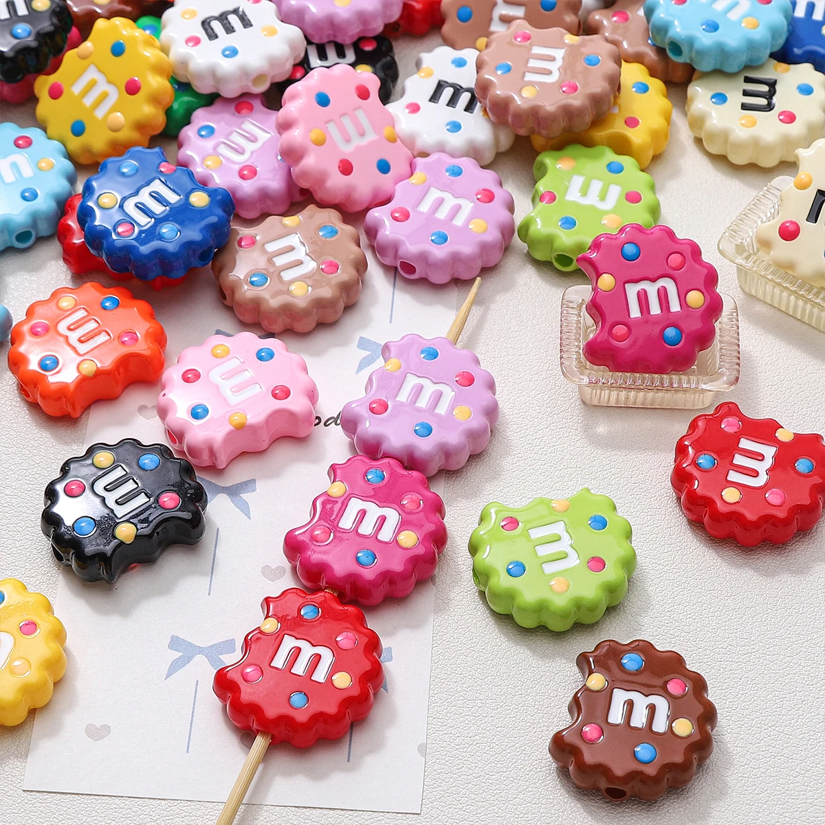 10/50pcs Colorful Acrylic Creative Fun Cookie Spacer Beads For DIY Handmade Bracelet  Necklace Keychain Jewelry Accessories