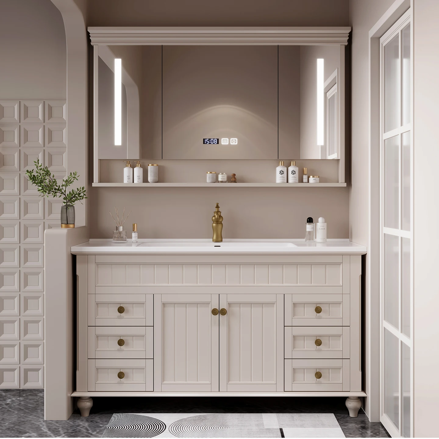 

Desgin Partitions Bathroom Cabinet Display Closet Luxury Drawers Modern Cupboard Quality Skincare White Archivadores Furniture