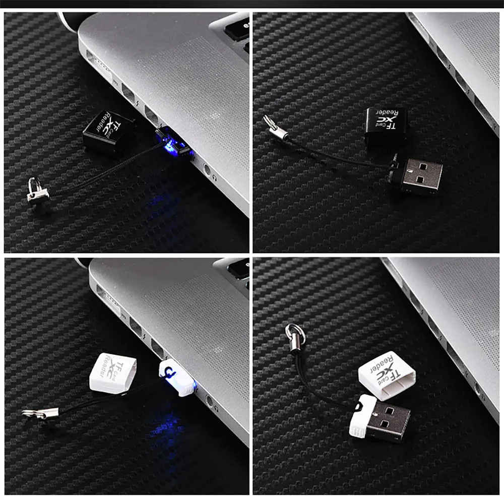 Lettore di schede Mini USB TF Lettore di schede di memoria per telefono cellulare USB 2.0 Lettore di schede ad alta velocità Adattatore flash USB per accessori per laptop