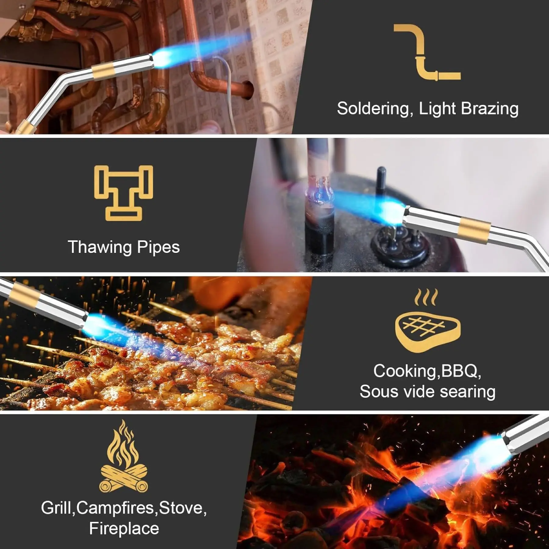 Professional Propane Mapp Blow Torch,Welding Soldering Brazing Gas Plumbing Tool,Barbecue, Cooking, DIY Dissolution Gas Burner.