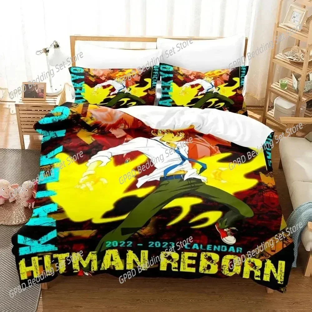Anime HITMAN REBORN Comfortable Duvet Quilt Cover Pillowcase Bedding Set Children Bedroom Decoration Home Textile