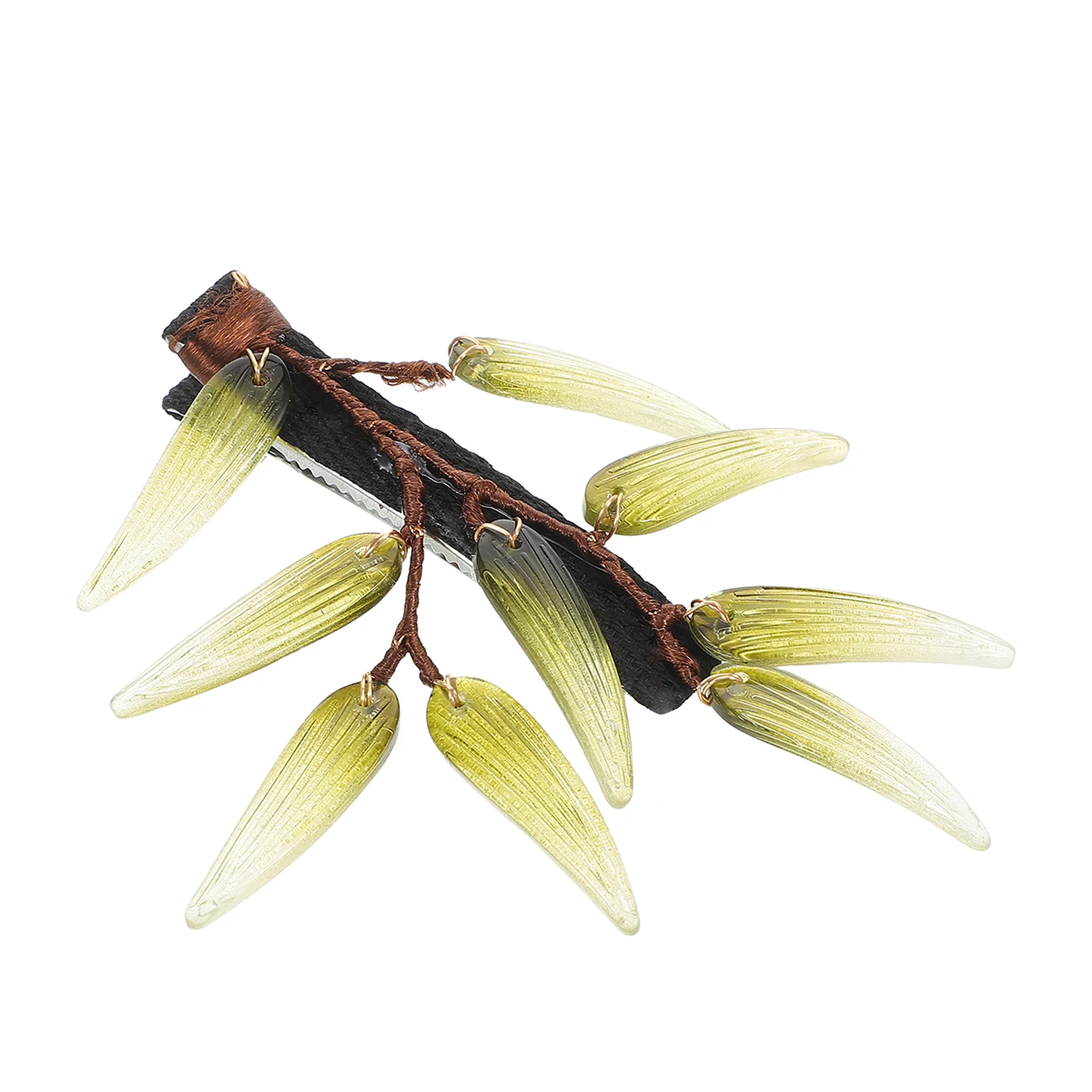 

Simulated Bamboo Leaf Hair Clip Dark Green Plastic Fun Side Clips Women Vintage Accessories Duckbill Updos Lightweight Resin
