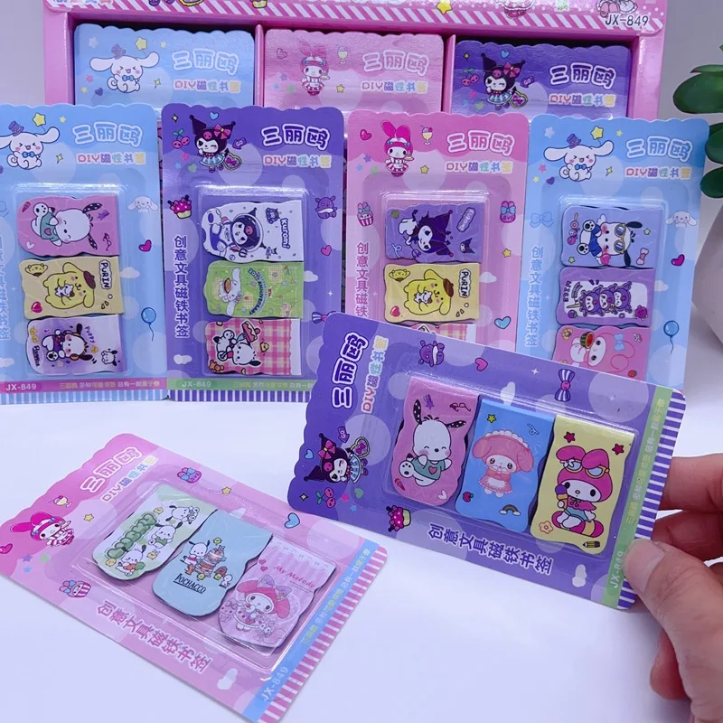 Imagem -02 - Criativo dos Desenhos Animados Sanrio Faça Você Mesmo Magnetic Bookmark Notas Infantis Textbook Record Sign Presente Pequeno Estudante em Surpresa 36 Pcs