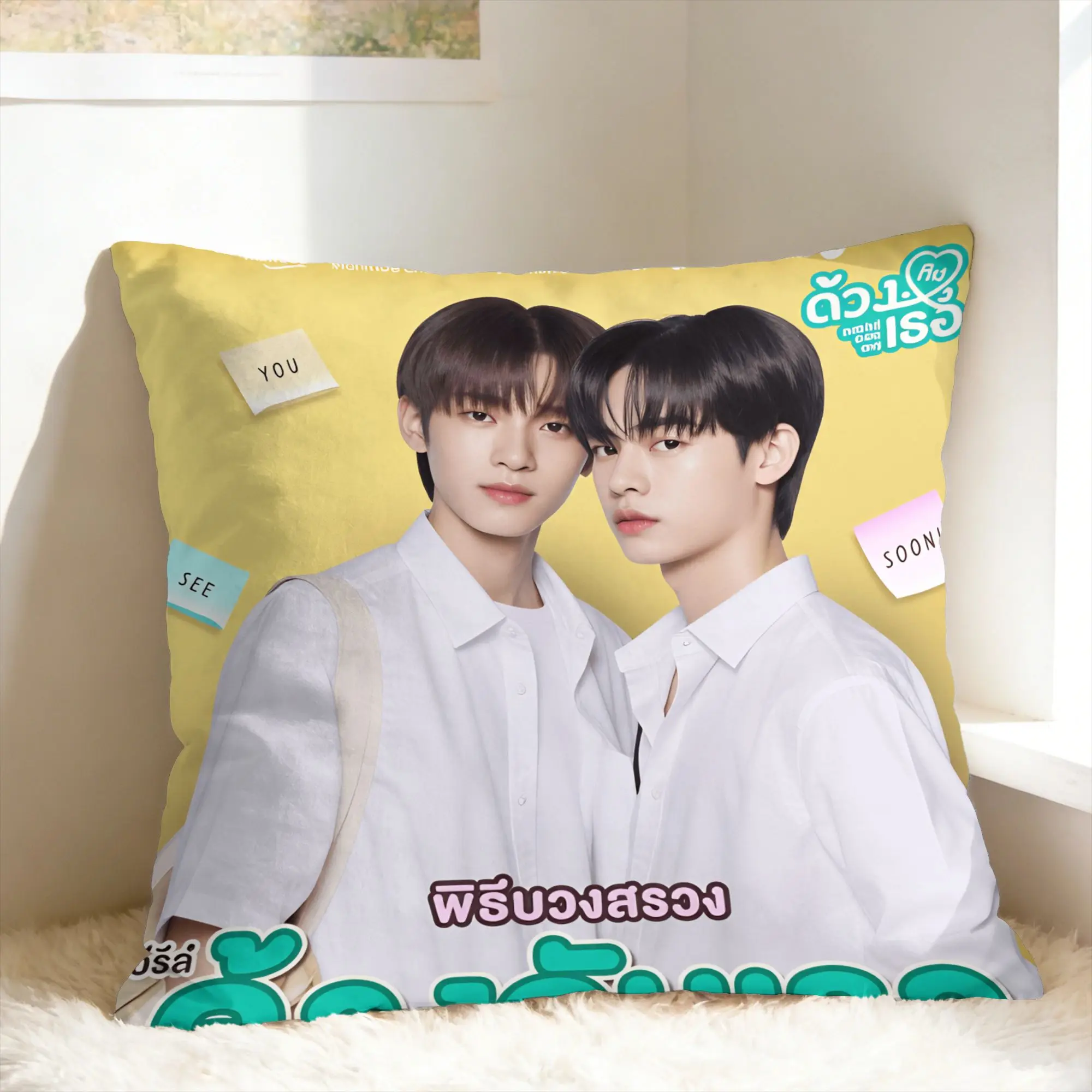 Thai BL Duang with You Pillowcases Porteetee Cute Funny Pillow Case For Living Room Sofa Design Pillow Cover