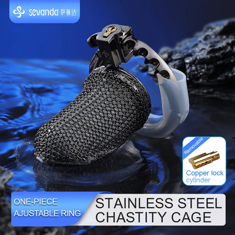 Adjustable Metal Chastity Cage for Men with Honeycomb Design Cock Cage Lock Device, Male Anti Cheating Penis Adult Toy Device