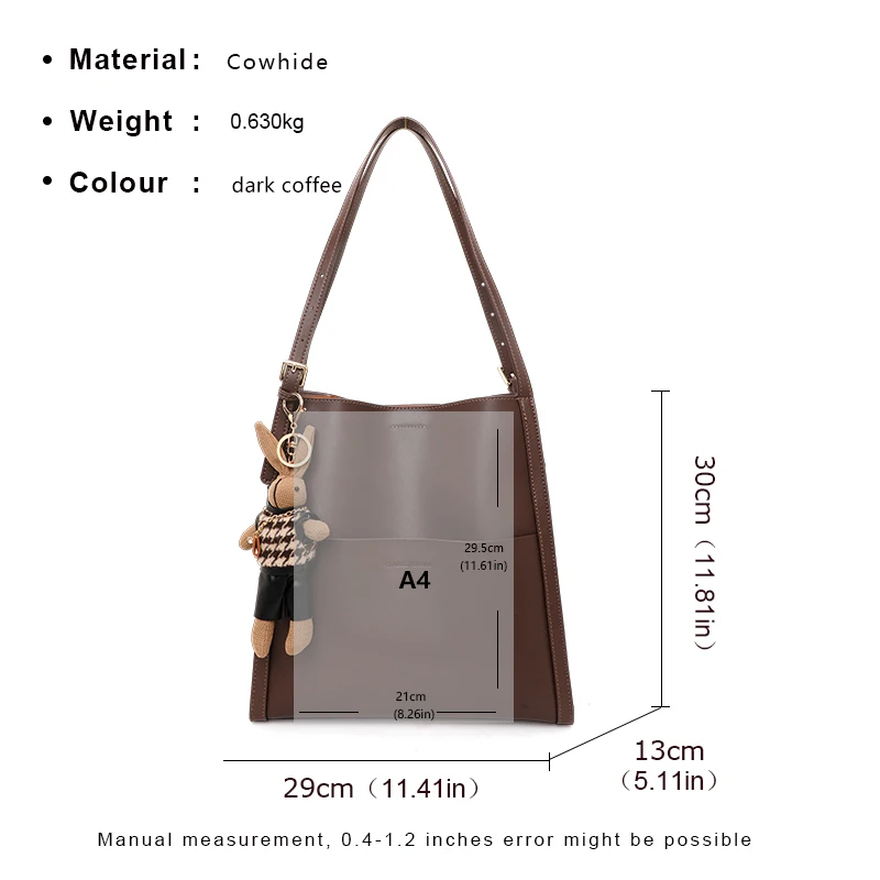 2024 New Vertical Handbag Large Capacity Women\'s Bag High end Commuting One Shoulder Genuine Leather Women\'s Bag