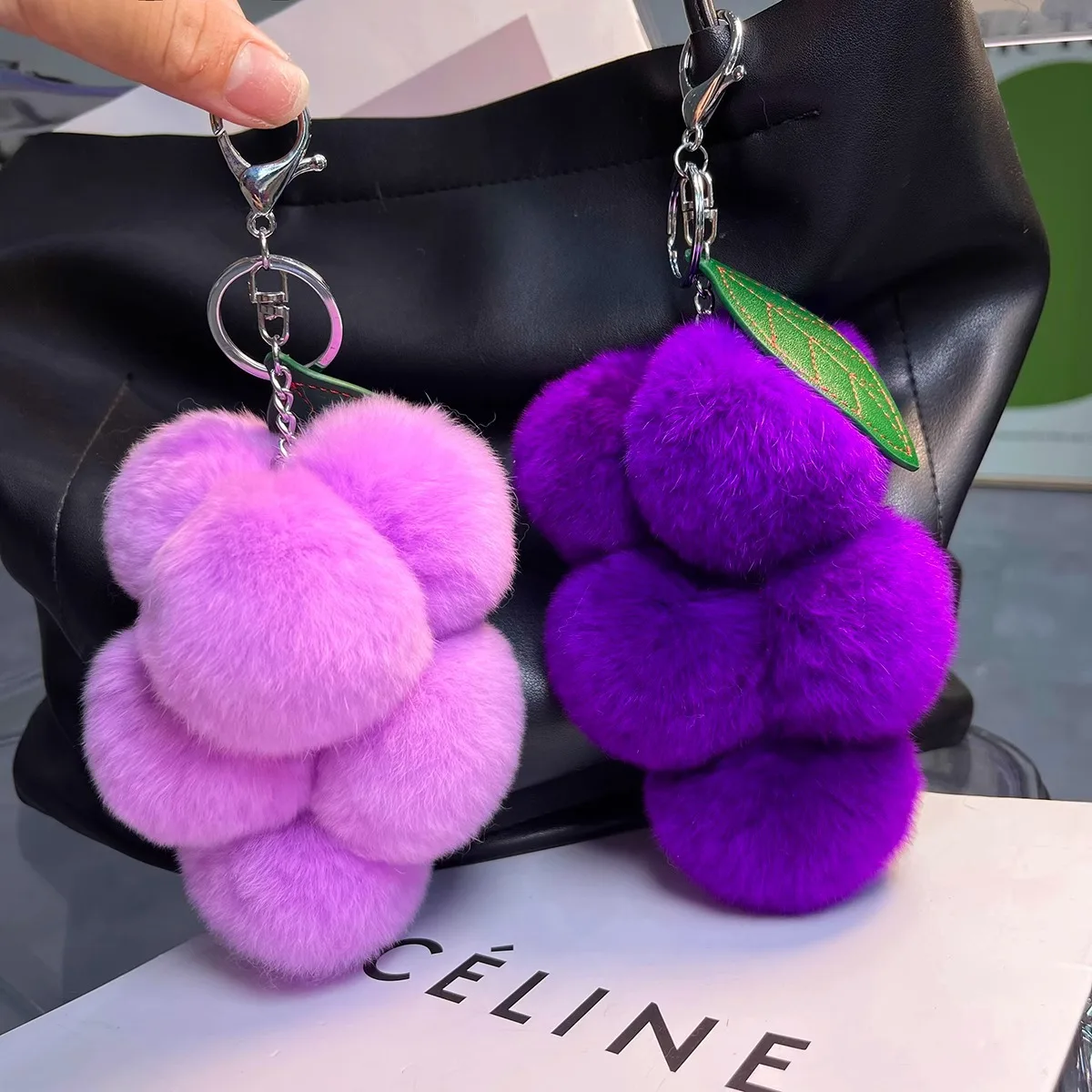 Women's Bag Pendants Plush Fruit Grape Cute Kawaii Sweet Fashionable Verstaile Bag Accessories Girl Multifunctional Keychains
