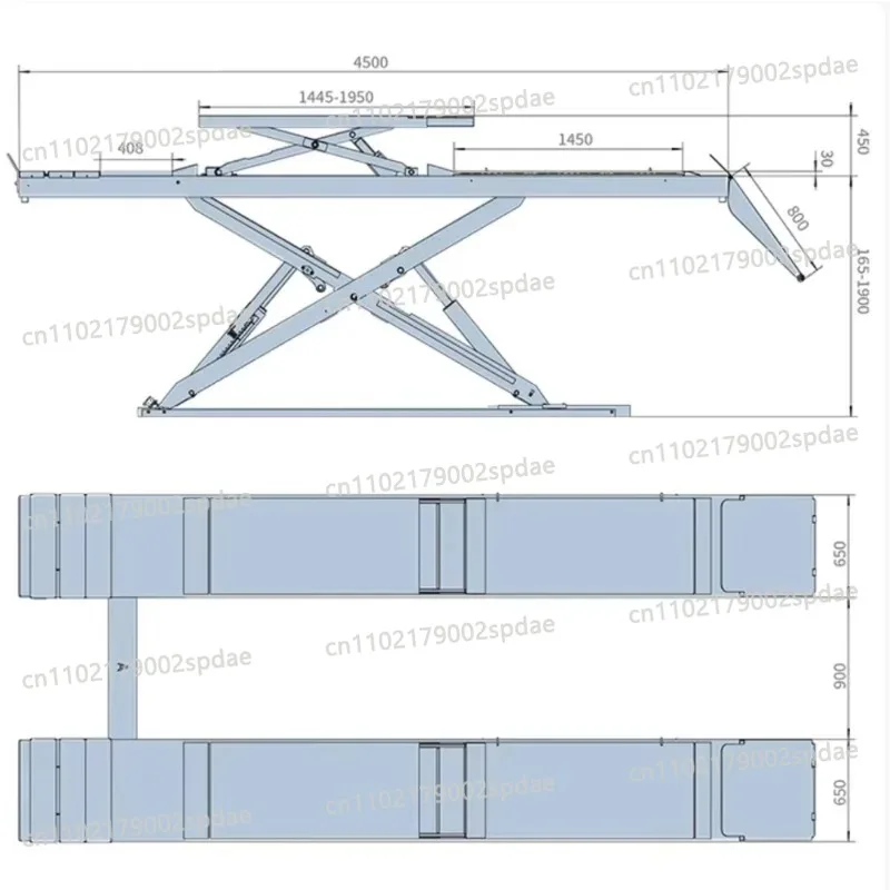 1.4m Extended Bridge 2m Four Cylinder Scissor Car Lift Hydraulic Auto Lifting Jack For Garage Vehicle Maintenance