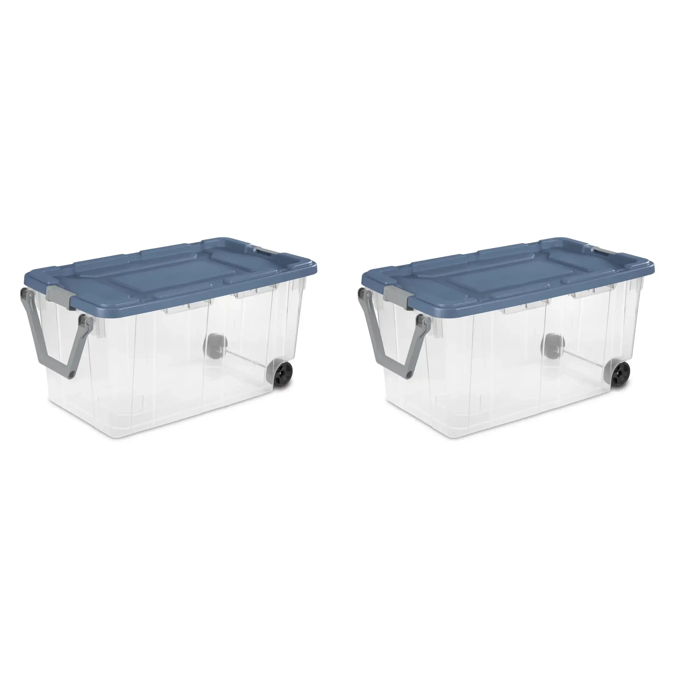 

160 Qt. Wheeled Storage Box Plastic Adult, Blue Moonlight, Set of 2